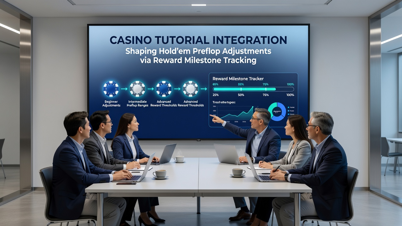 Hold'em poker table view with overlaid reward tracking dashboard and preflop adjustment suggestions