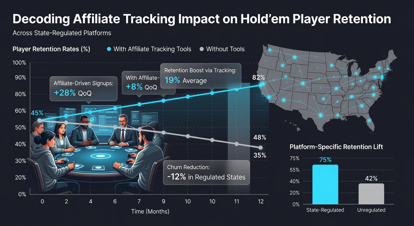 Hold'em players engaging at regulated online tables with overlaid retention analytics charts