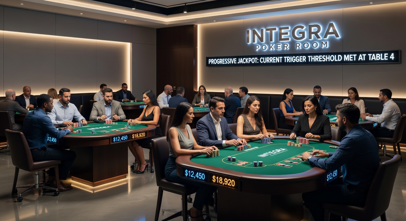 Progressive jackpot displays at integrated resort poker rooms influencing player table choices