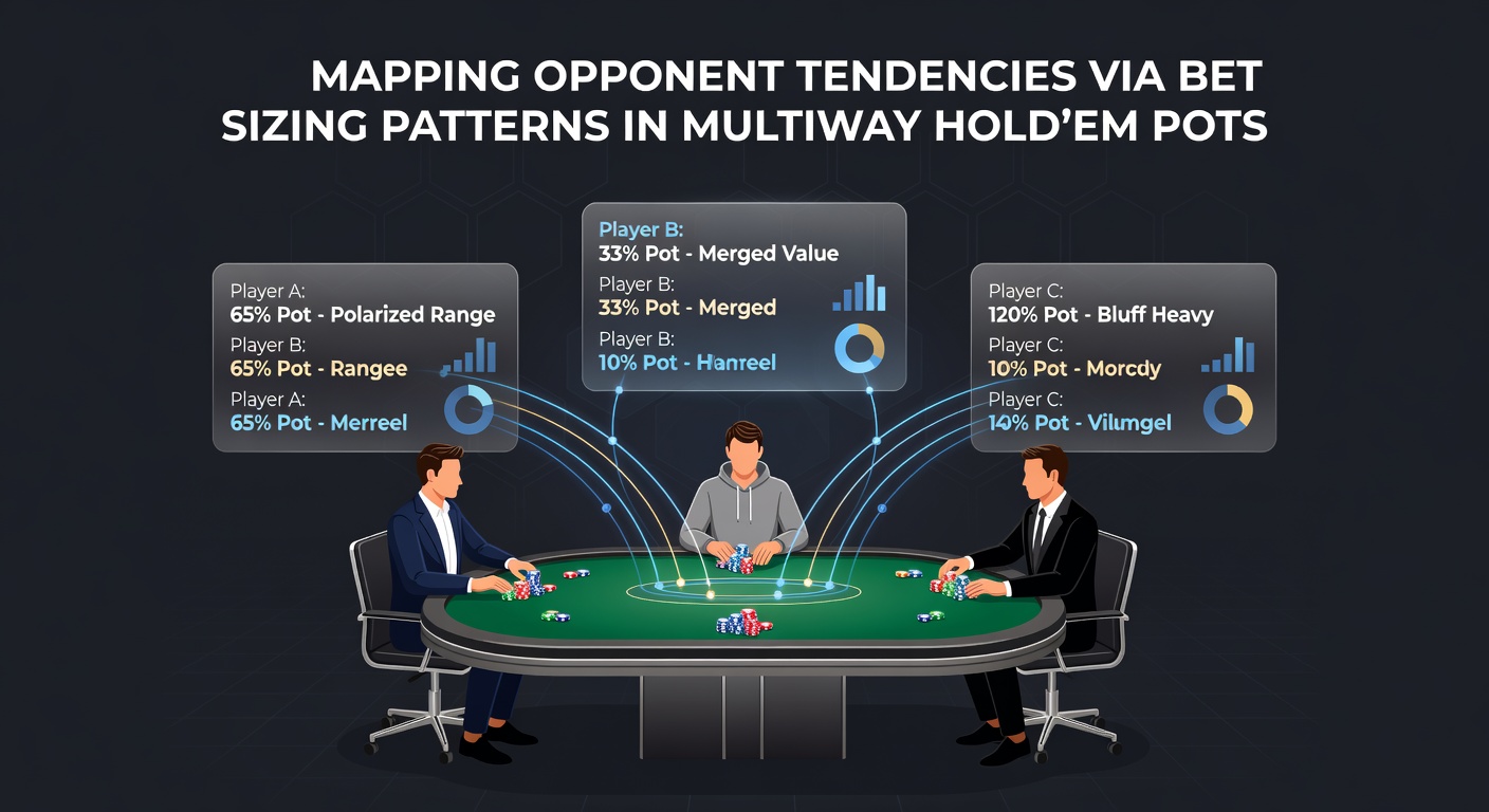 Close-up of poker chips and betting lines illustrating sizing patterns