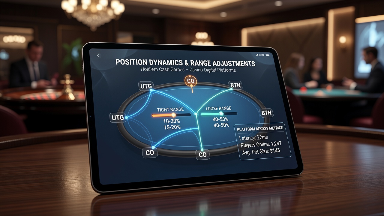 Detailed view of range charts and position-based adjustments displayed on a casino digital poker platform interface