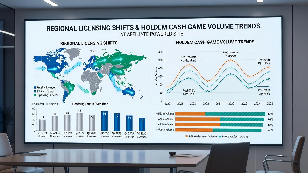 Data charts showing Holdem cash game volume changes following licensing updates