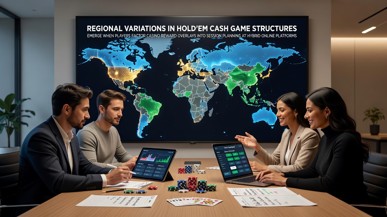Hybrid online poker platforms showing regional cash game tables with overlaid casino rewards indicators